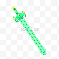 锋利的宝剑图片_绿色的宝剑装饰插画