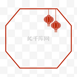 新年红色灯笼剪纸边框春节新年新