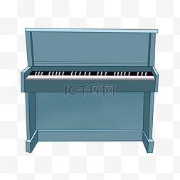 钢琴琴键图片_一架深蓝色钢琴插画