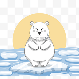 手绘北极熊图片_手绘北极熊冰川元素