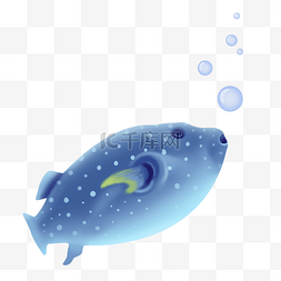 海底世界下游泳的小蓝鱼
