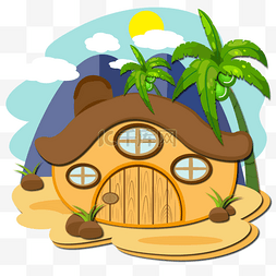 房子手绘木房子图片_手绘旅行度假海岛木屋