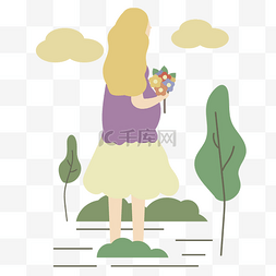 鼠绘植物图片_鼠绘手捧花的孕妇