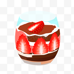 手绘食物面包图片_情人节草莓甜点蛋糕插画