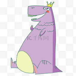 坐着的紫色恐龙插画