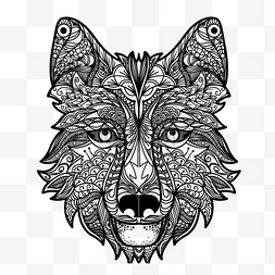 创意动物头图片_动物zentangle风格手绘狼头