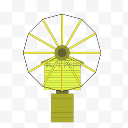 圆形风车图片_绿色圆形风车屋插图