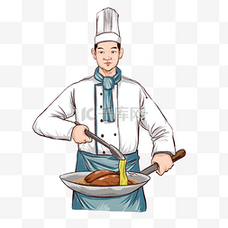 厨师中国风图片_手绘国潮厨师大厨