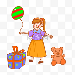 孩子天真图片_儿童节拿着气球的女孩