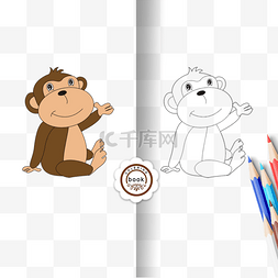 monkey clipart black and white 坐立猴子