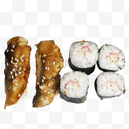 蟹柳小卷和鳗鱼寿司组合