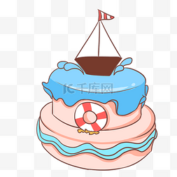 蛋糕图片_可爱的轮船蛋糕插画
