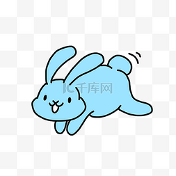 卡通蓝色运动兔子插图