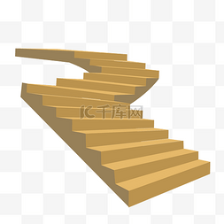 楼梯拐角图片_创意黄色楼梯插画