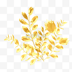 烫金花卉素材图片_烫金金箔植物花卉