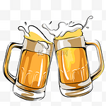 啤酒干杯啤酒节手绘插画元素