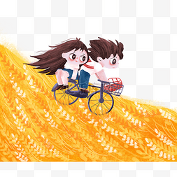 秋天秋季黄色落叶骑着单车秋游