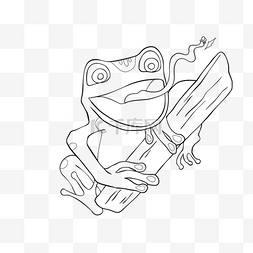 frog clipart black and white 可爱青蛙捕