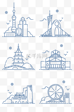 上海线性城市图片_城市建筑线性图标