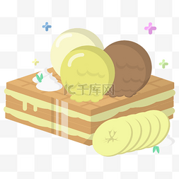 华夫饼烤箱图片_华夫冰淇淋卡通插画