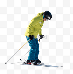 正在滑雪的运动在雪道上
