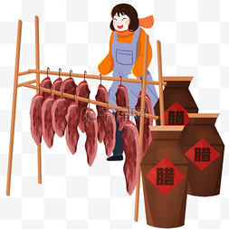 中年妇女买买买图片_大雪冬天腌腊肉