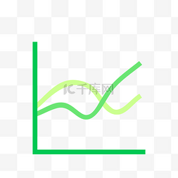 统计图标图片_绿色折线统计图标免抠图