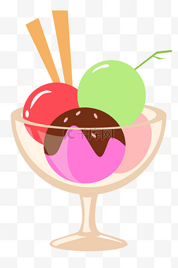 三杯冰淇淋图片_一杯三色果冰淇淋