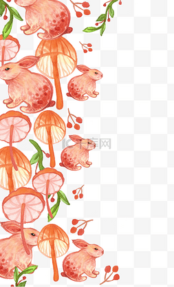 边框彩绘图片_蘑菇兔子彩绘装饰边框