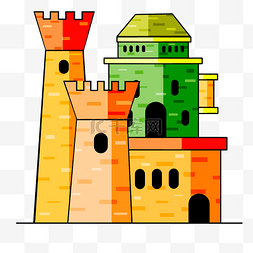 彩色卡通城堡插画