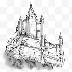 运堡垒机图片_线描风城堡教堂