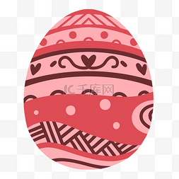红色调彩绘复活节卡通彩蛋