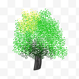 绿色大树卡通插画