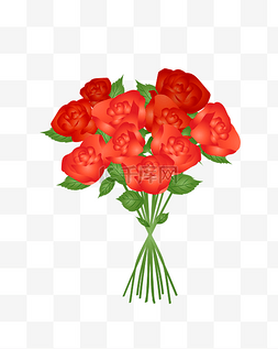 矢量一束红色玫瑰花