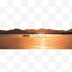 杭州西湖全景图片_西湖日落