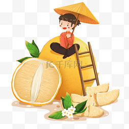浓缩柚子汁图片_趣味应季水果之秋季柚子和打伞女