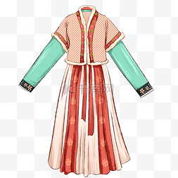 手绘古代端庄女性汉服传统服饰