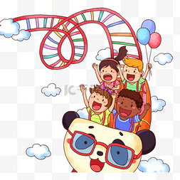气球游乐园图片_卡通手绘儿童节过山车