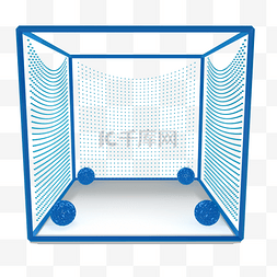 C4D风格方形蓝色科技点点展台PNG免