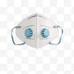 蓝白防护口罩3d元素