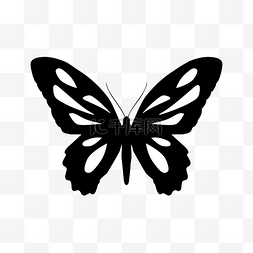 蝴蝶的黑色剪影顶视图图标