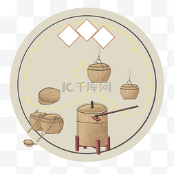 国潮复古海报图片_复古国潮粮食编织炊具边框