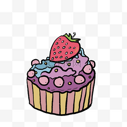 卡通草莓纸杯蛋糕插图