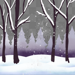 冬天树木下雪雪景