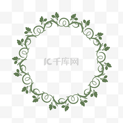 绿色叶子线条装饰图片_svg绿色叶子手绘线条装饰边框