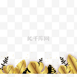 黑色金边框图片_简单的乌龟叶热带树叶边框