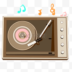 卡通唱片图片_棕色的音乐唱片机插画
