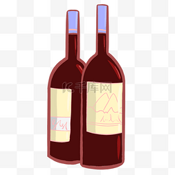 卡通红酒酒瓶图片_两瓶红酒卡通插画