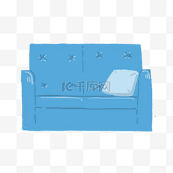 蓝色沙发沙发图片_蓝色双人沙发插画