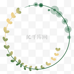 绿色圆形叶子装饰边框